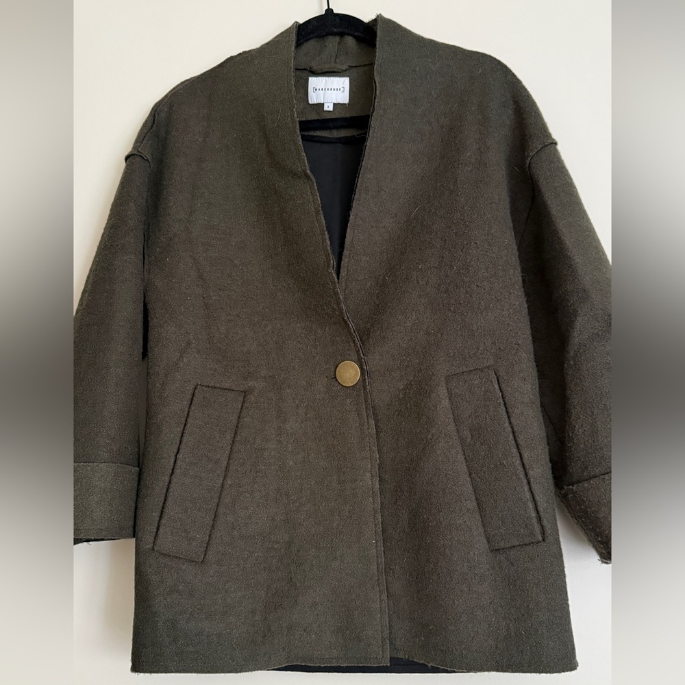 Warehouse Dark Olive Cape Coat
